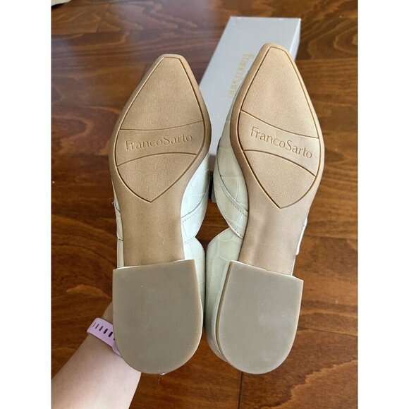 Franco Sarto Womens 6.5 M White Leather Flats Croc Print Loafers Leather NEW - Picture 6 of 7